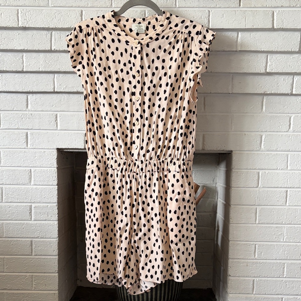 kate spade Pink Polka Dot Short Sleeve Romper Dress